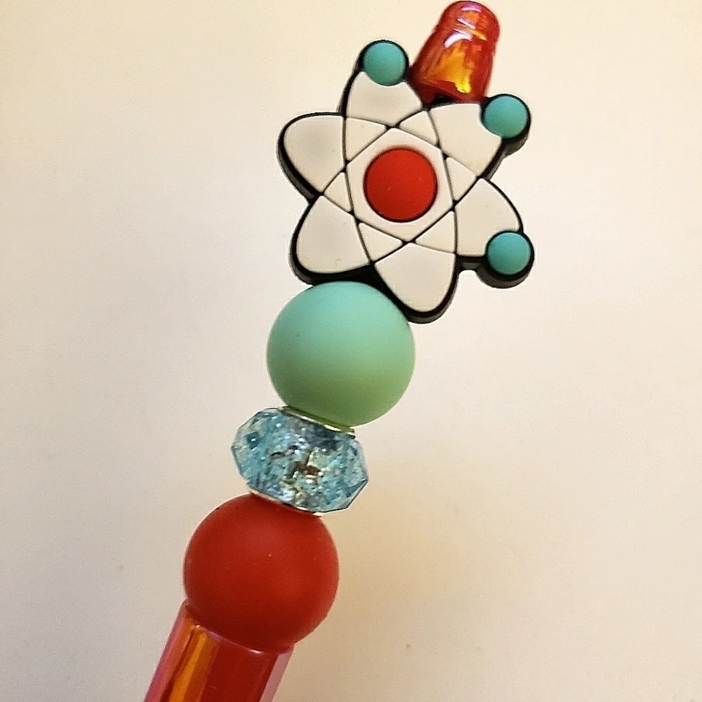 Handmade Iridescent UV Planet Beaded Silicone Focal Bead Pen